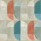 Papier peint intissé bleu canard gris terracotta & beige | Tapisserie géométrique colorée | Papier peint motif pour salon moderne