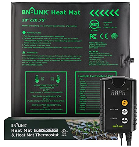 BN-LINK Seedling Heat Mat Heating Pad 20 x 20.75 with Digital Thermostat Controller Combo Set Waterproof for Indoor Seed Starting and Plant Germination