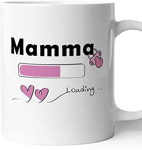 Tazza Mug in Ceramica Festa della mamma MAMMA LOADING - Humor - Happy Mother's Day - Idea Regalo - Baby Shower (Rosa)