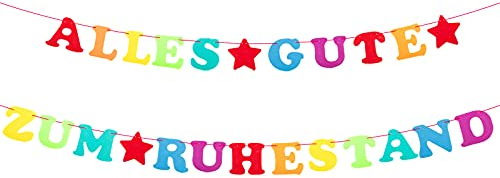 Alles Gute Zum Ruhestand Girlande Bunt Endlich Ruhestand Girlande Filz Rente Deko Banner mit Sterne Hänge Deko für Party Ruhestand Rente Abschiedsfeier Pensionionär Senior Privatmann und Frauen