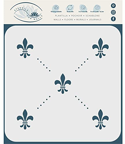 Stencil Pochoir Fleur de Lis 29 x 29 cm (L) – Papier peint intégral Vintage French Fleur de LYS Pochoirs muraux pour modèle de peinture