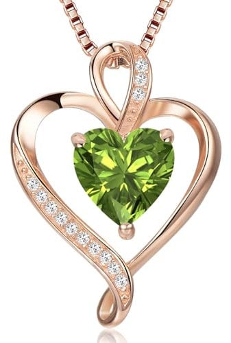 LAVUMO Heart Necklace for Women 925 Sterling Silver Love Cubic Zirconia Pendant Brithstone Necklace Christmas Valentines Birthday Mothers Day Jewellery Gifts for Women Wife Girlfriend Mum Friend