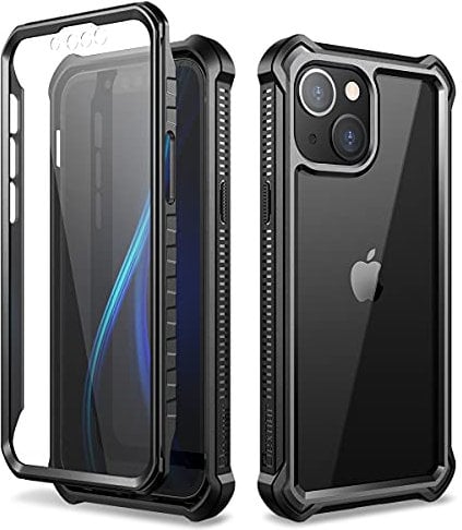 Dexnor For iPhone 13 Mini Case(5.4 inch), 360 Degree Full Body Shockproof Front and Back Protective Cover with Built-in Screen Protector - Black