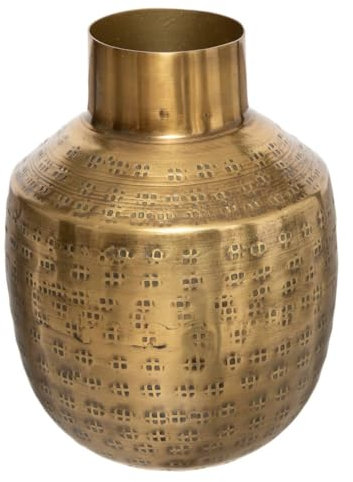Atmosphera - Vase Oasis - gehämmertes Metall - goldfarben H. 15 cm - Model 1