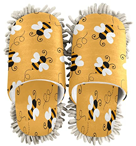 xigua Bee Mop SlippersCleaning Tool Slippers Anti-Slip Mopping Shoes Microfiber Floor House Slippers—M