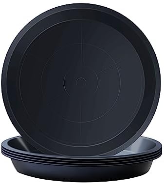 Kunjocy Lot de 5 soucoupes rondes en plastique pour pot de fleurs de jardin, intérieur et extérieur, jusqu'à 13 cm (noir, extérieur 16 cm)