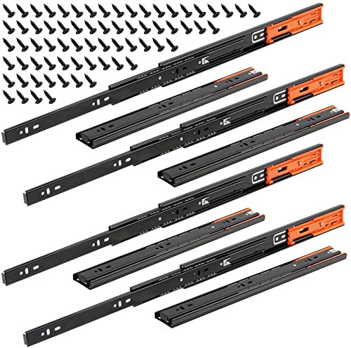 HOIGON 4 Paar 40,6 cm Soft-Close-Schubladenschienen, robuste 3-teilige Vollauszug Auszugsschienen mit Kugellager, Teleskop-Regalgleiter, Seitenhalterung für Schrank, 45,4 kg Kapazität