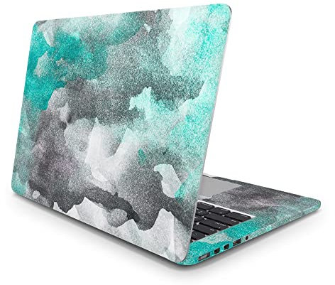 Sticker Master Abstract Watercolor Green Black Protection Decal Full Skin (Logo Cut) Compatible With Apple MacBook Pro Air 11 12 13 15 16 17 21 27 Inch Laptop Sticker MacBook Air 13 M1 2020 A2337