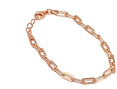Bracelet chaîne trombone plaqué or rose pour femme avec boîte-cadeau