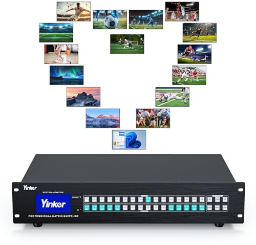 Yinker 4K HDMI Matrix 16x16, 16 in 16 Out Rack Mount HDMI Verteiler Switch & Bildschirm Splitter, 4K @ 30Hz EDID HDCP RS232 LAN Steuerung