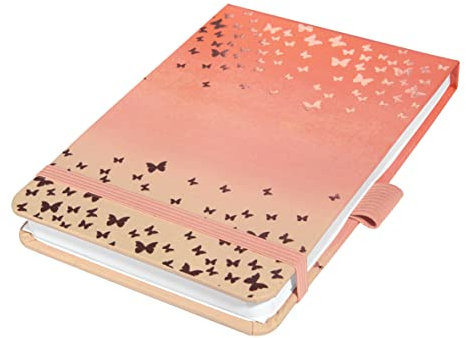 SIGEL JN346 Notizblock A6+, dotted, Jolie Butterfly Confetti Peach, Hardcover, 79 Blatt, aus nachhaltigem Papier