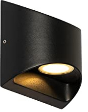 Qazqa led Modern außen Wandleuchte, Außenlampe, Wandlampe für den Garten - Mal - Schwarz, inkl. 3.1W integrierter LED, 13cm, IP54, Rund, 2-flammig