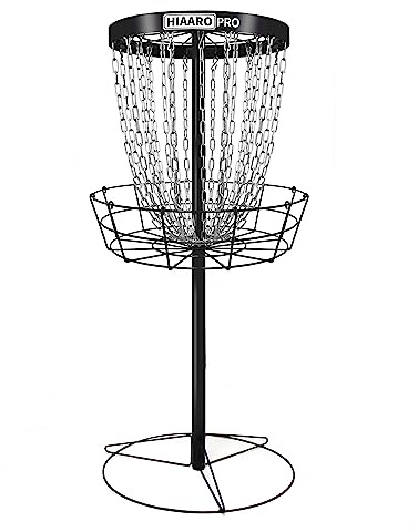 PDGA-zugelassen: HIAARO Pro Disc Golfkorb, tragbares Discgolf-Ziel mit 24 strapazierfähigen Ketten, professionelles Frisbee-Golfkorb-Set