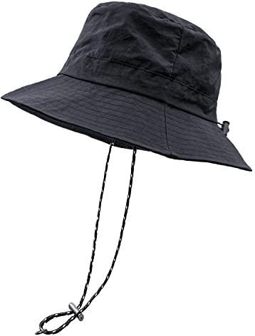 lifwimner Sonnenhut Damen Herren Fischerhut mit Kinnriemen Wasserdichter Eimer Damen Schnell Dry Packable Hut Sommer Outdoor Aktivitäten(Grau)