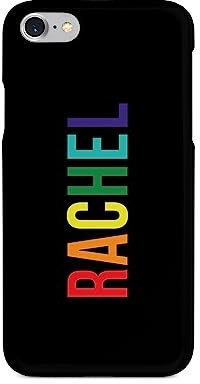 Tirita Personalised Phone Case Compatible with iPhone 7 & 8 Hard Cover, Colourful Summer [10- Rainbow Name on Black]