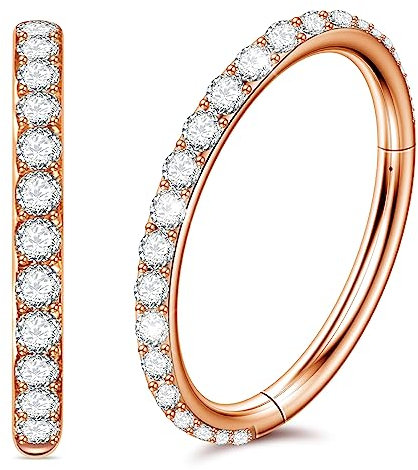 Nasenpiercing Ring 316L Chirurgenstahl, Septum Piercing Nasenring Rosegold 18g 8mm, Conch Piercing Ring Gold Daith Piercing Ohr Nostril Piercing Ring, Helix Piercings Gold mit Zirkonia Körperschmuck