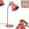 Tischeuchte Chipou, moderne Tischlampe aus Metall/Holz in Rot/Natur, verstellbare Leseleuchte mit rundem Schirm (Ø 15 cm) und Schalter am Kabel, Höhe max. 51 cm, 1 x E27, ohne Leuchtmittel