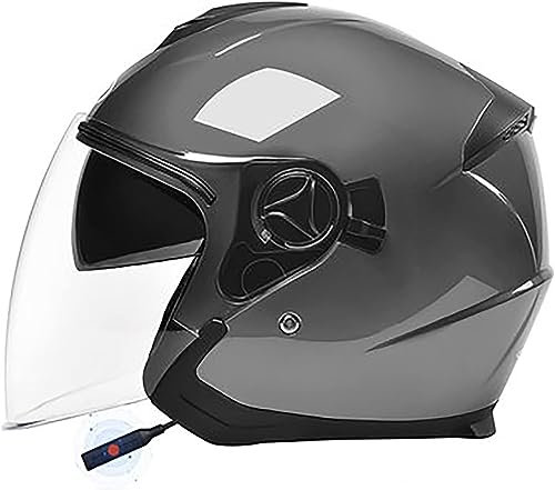 Kcolic Bluetooth Casque Moto Jet avec Double Visière Microphone Intégré Casques Moto Casque Scooter Ouvert Casques Moto pour Hommes Femmes Dot/ECE Homologué K