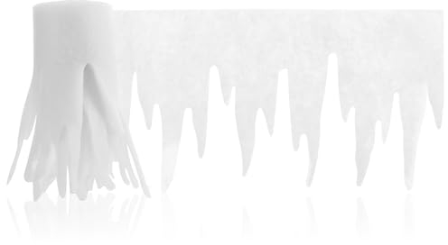 com-four® 5 Meter Eiszapfen-Girlande als Weihnachtsdeko - Fensterbild für Winter und Weihnachten - Eiszapfen Winterdeko für Fenster, Türen, Spiegel - Deko-Schneegirlande (Eiszapfen-Kette 500x30cm)