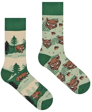 Spox Sox Casual Unisex - lustige, verrückte, bunte Socken für Damen und Herren, Gr. 44-46, Wildschwein