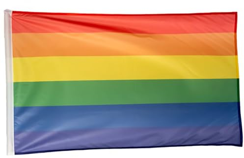 Klartextilien LGBTQIA+ Flagge, Wetterfeste Regenbogenfahne aus Strapazierfähigem Polyester, Hochwertiger Druck mit Leuchtenden Farben, für Innen und Außen Geeignet, 90 x 150 cm