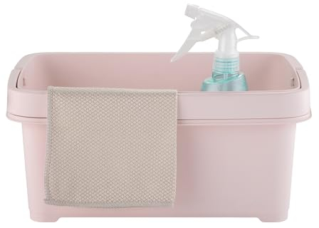Minky Storage Caddy with Divider, Storage Basket with Divider, Foldaway Handle, Cleaning Caddy, Bathroom Storage & Organisation