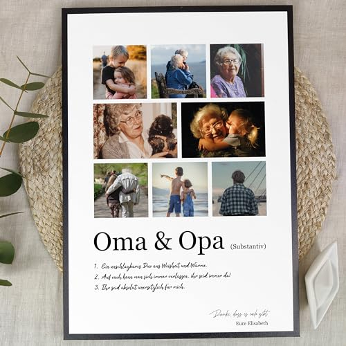 Elbeffekt Oma und Opa Geschenk Weihnachten - Personalisiertes Fotogeschenk auf Holz - Geschenke für Großeltern, Bester Opa, Geschenk Oma & Opa, Geschenke für Großeltern zum Geburtstag, 8 Bilder