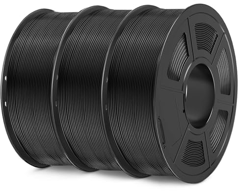 SUNLU PETG Filament 1,75 mm 3KG, 3D Druckerfilament Bundle, Verbesserte Zähigkeit Hohe Schlagfestigkeit, Geeignet für die Meisten FDM 3D Drucker, 1kg pro Spule, 3 Rollen, Schwarz + Schwarz + Schwarz