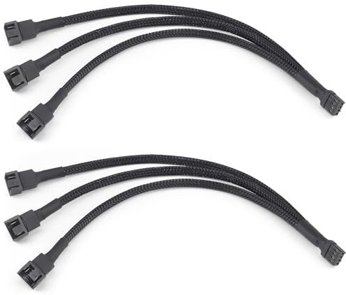 Gavemi 2-Pack Fan Splitter, 4 Pin PWM Fan Splitter Cable PC Case Fan Header Splitter fo Computer 4 Pin or 3 Pin Cooling Fan, 12 Inches (Fan Splitter- 3 Way)