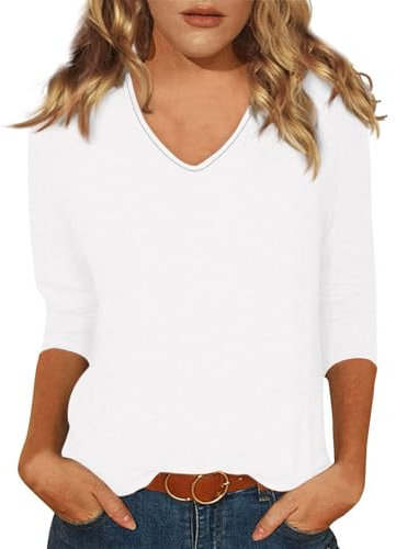 Shirt 3/4 Arm Damen Rundhals Raglan Dreiviertelarm Shirt Basic Sweatshirt Klassisch Sport Shirt Ausgefallene Oberteile Frauen Leichte Longshirt Casual Freizeitshirt Loose Fit Oversized Tshirt