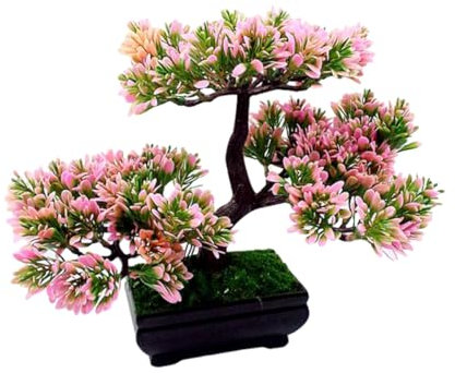 AOKWAWALIY Schreibtischaufsatz Indoor-Bonsai-Baum grüne Bonsai-Bäume kunstpflanze Wohnkultur Anlage künstliche Pflanzen künstliche s Schreibtisch Baum grüne Pflanzen Rosa