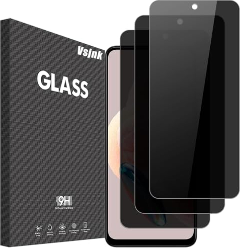 Vsjnk Verre trempé Compatible avec Xiaomi Redmi Note 12 4G / 5G Protection D'écran Anti-Espion, 3 Pièces protector HD Vitre 9H Dureté Glass Anti-Rayures pour Xiaomi Redmi Note 12