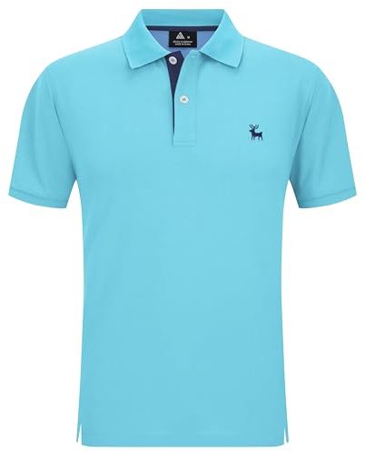 JACKETOWN Poloshirts Herren Kurzarm Golf Poloshirt Schnelltrocknend Casual Sport Shirt Outdoor Atmungsaktives T-Shirts Sommer Polo Hemd Männer(Seeblau-XL)