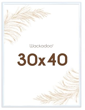 Wackadoo Bilderrahmen 30x40 Weiß Fotowand Fotorahmen mit Glasscheibe Kunststoff Picture frame Posterrahmen