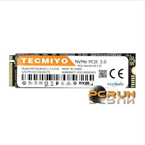 Tecmiyo - SSD 512GB M.2 NVMe PCIe Gen 3x4 SSD Interno M.2 2280 - Velocità di lettura/scrittura fino a 2.150/1.300 MB/s SSD compatibile con Laptop e Pc Desktop