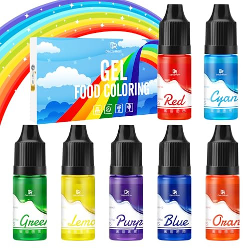 Lebensmittelfarbe Gel - 7x15ml Regenbogen Farben Konzentrierte Gel Lebensmittel Farben für Kuchen Dekoration, Backen, Kekse, Macaron - Zuckerfrei Food Coloring für Getränken, Tortendeko, DIY Slime