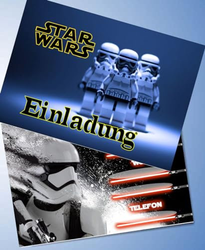 VSW 12 Einladungskarten & 12 Umschläge für Geburtstag Partys und Kindergeburtstag Mädchen & Jungen | Star Wars Nr. 117