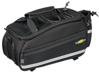 Topeak MTS TrunkBag EX 2.0 Water Resistant Cycle Trunk Bag with expandable pannier sides, attaches to a rack with straps, Black