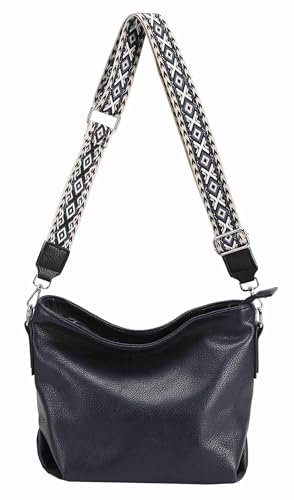 Damen Tasche Shopper Hobo Bags Crossbody Schultertasche Umhängetasche Handtasche Gürteltasche Crossover Kunst Leder Dunkelblau V1