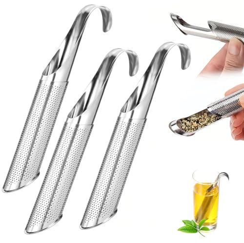NOLACE 3 Pièces Filtre à Thé en Acier Inoxydable Pour Thé en Vrac - Infuseur, Passoire à Épices et Herbes, Tube Inoxydable