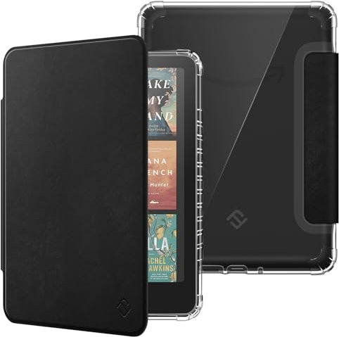 Fintie Hülle für 7 Zoll Kindle Paperwhite(12. Generation) und Kindle Colorsoft/Paperwhite Signature Edition 2025/2024, Clear Weich TPU Schutzhülle mit Auto Sleep/Wake, Schwarz