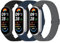 Msksjer 3 Stück Nylon Armband kompatibel mit Xiaomi Mi Smart Band 10/9/8 für Damen Herren, Verstellbares Solo Loop Weiches Elastisch Stoff Sport Armbänder für für Mi Band 10/9/8
