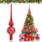 JOYUE Weihnachtsbaumspitze Glas Matt Christbaumspitze Silber 26 cm Christbaumschmuck Spitze, Weihnachtsdeko Baumspitze Rot Christmas Tree Topper, Weihnachtsbaum Stern Spitze (Rot Matt)