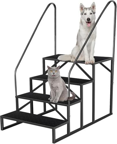 Scala a 4 Gradini Con 2 Maniglie - Portatile per Camper, Esterni, Piscina e Animali Domestici - Scaletta Con Corrimano in Acciaio, Portata 300 Kg