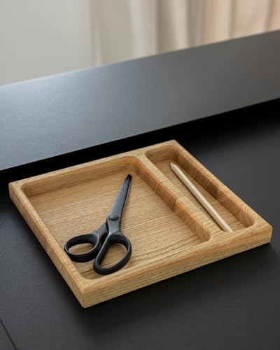 Metallbude Tischorganizer LIMA - Eiche - Minimalistische Stiftablage Schreibtisch Schublade aus naturgeöltem Holz - 21,5x19,5x2,2 cm