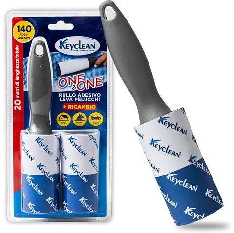 IPEA Rouleau Anti-Peluches Adhésive 20 mètres Rotative - 2 Rouleaux x 140 Feuilles - Brosse Adhesive pour Enlever Cheveux, Poussière et Poils d'animaux des Vêtements et des Meubles