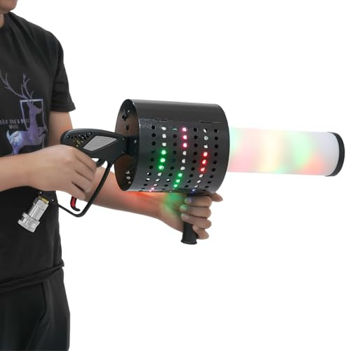 Konfettikanone Elektrisch, 220V Handgeführte Konfetti Maschine, 7 Farben CO ₂ Professionelle Konfetti Maschine, LED Nebel Farbe Papier Jet Maschine für KTV Familientreffen Hochzeit Geburtstag