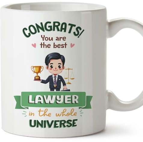 MUGFFINS Lawyer Man Mug - in English - Best in Universe Trophy - Funny Gift for Colleagues - Ceramic 11oz Mug