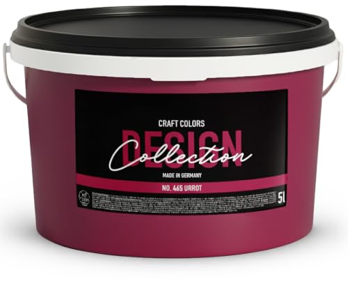 Craft Colors® hochwertige Wandfarbe edelmatt, Kreidefarbe made in Germany, DESIGN Collection No. 465 Urrot (5 Liters)