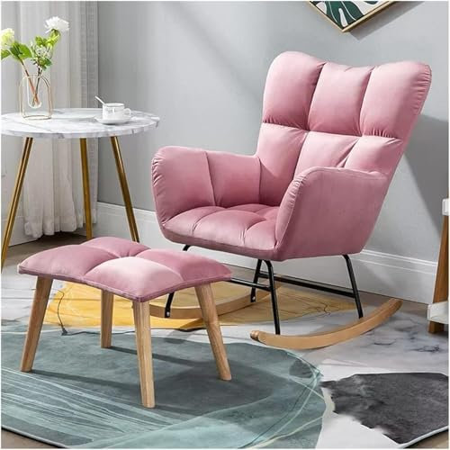 Fauteuil à bascule Mid Century Glider avec dossier haut Rose